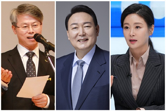 (왼쪽부터) 민형배 무소속 의원, 윤석열 대통령, 이경 더불어민주당 상근부대변인. <국민의힘 제공, 이경 SNS, 연합뉴스>